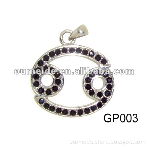OEM/ODM metal factory stainless steel pendant with black cz,fashion jewelry